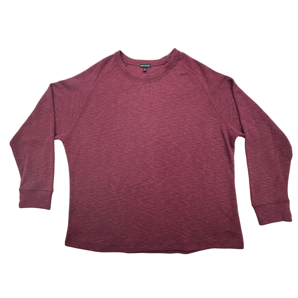 Banana Republic Shirt Mens 2XL Burgundy Long Sleeve Cotton Blend Crewneck
